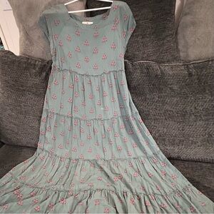 Natural Life Floral Boho Tiered Maxi Dress Size M